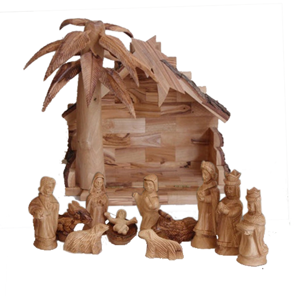 Olivewood Nativity with Creche 12piece Set Deseret Book